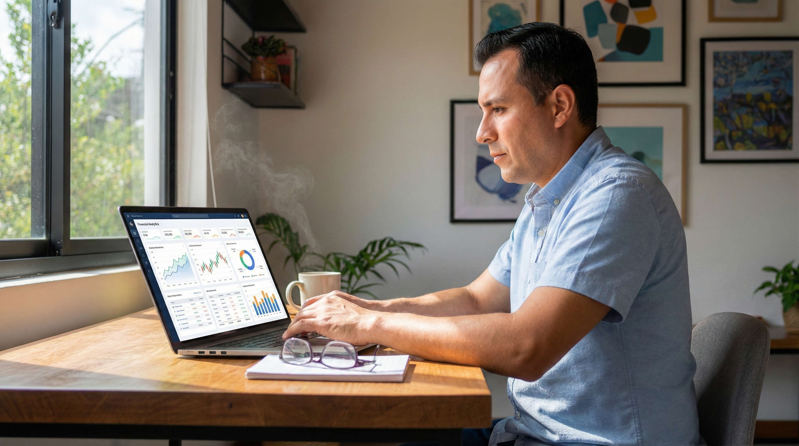 Usuario analizando información en su escritorio